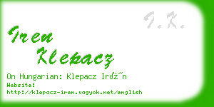 iren klepacz business card